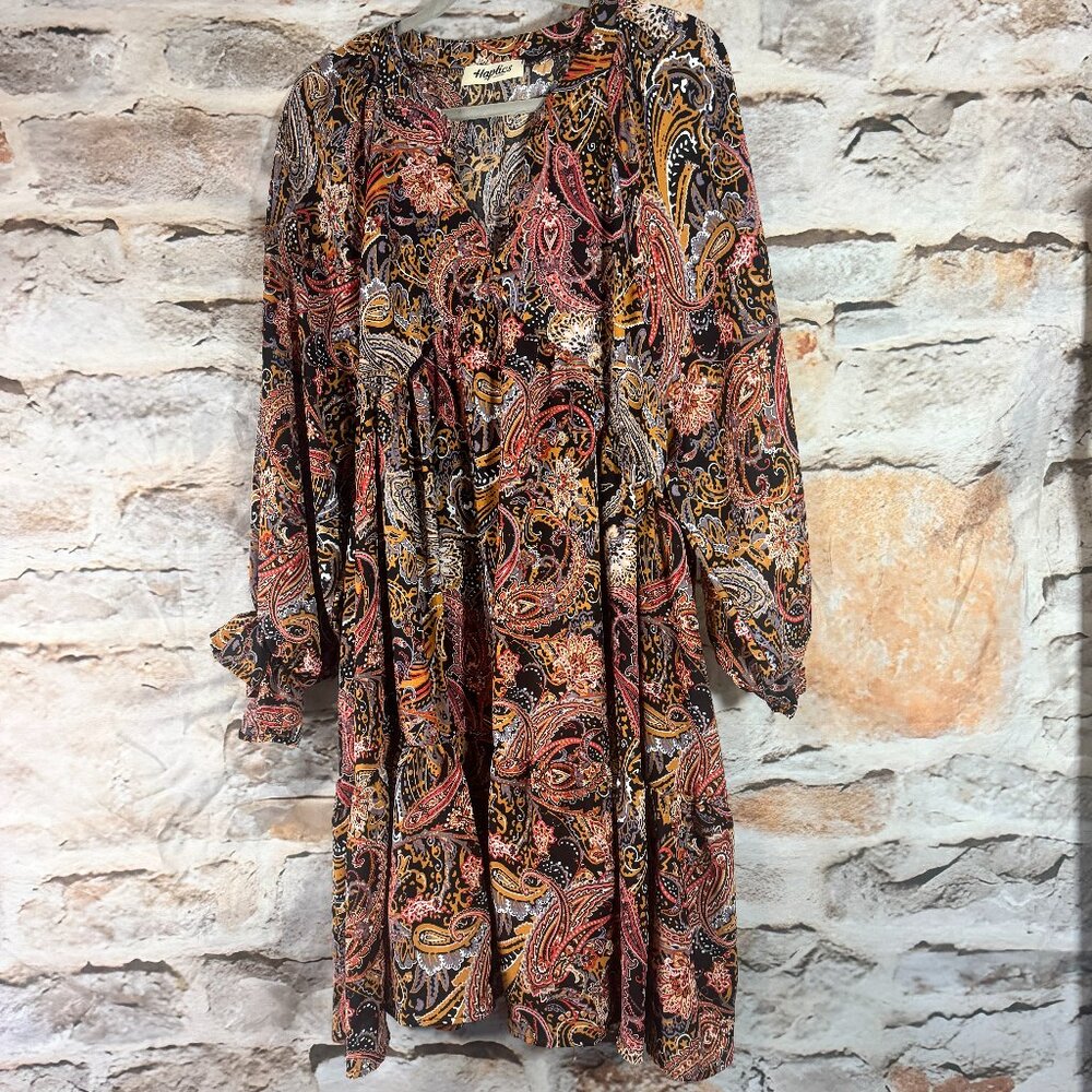 Haptics - Paisley Print Midi Dress - Brown, Black, red - 1x -